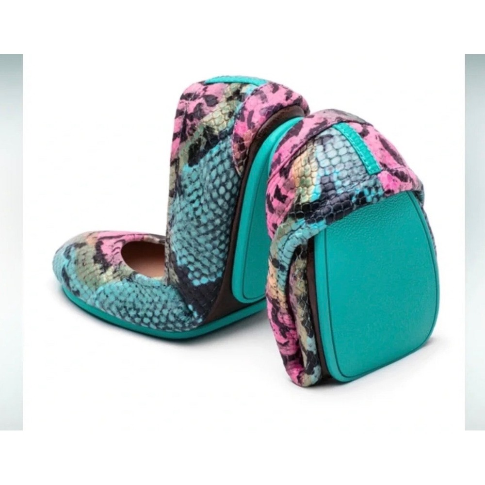 Tieks by Gavrieli Electric Snake Pink Teal Leather Ballet Flats Womens 11